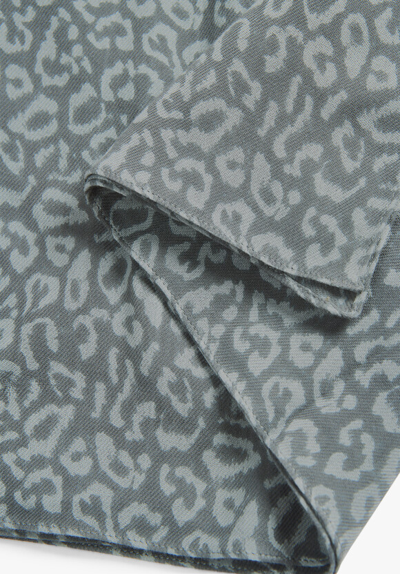 Lois Wool Mix Leopard Print Scarf - Grey