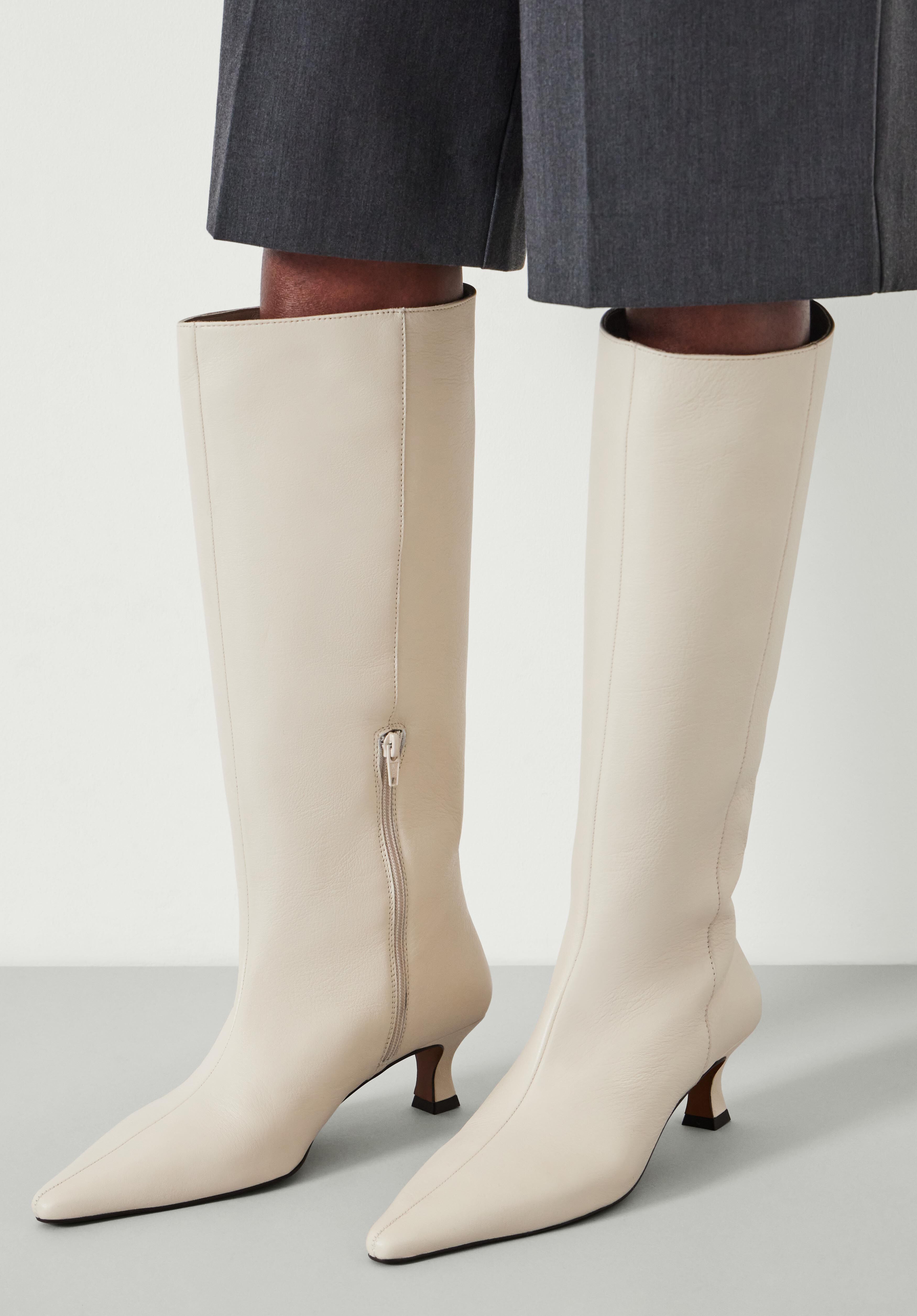 White kitten heel boots on sale