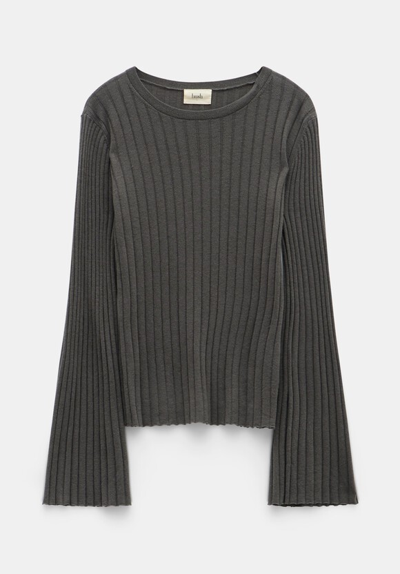 Zelda Fluted Sleeve Rib Wool Blend Jumper