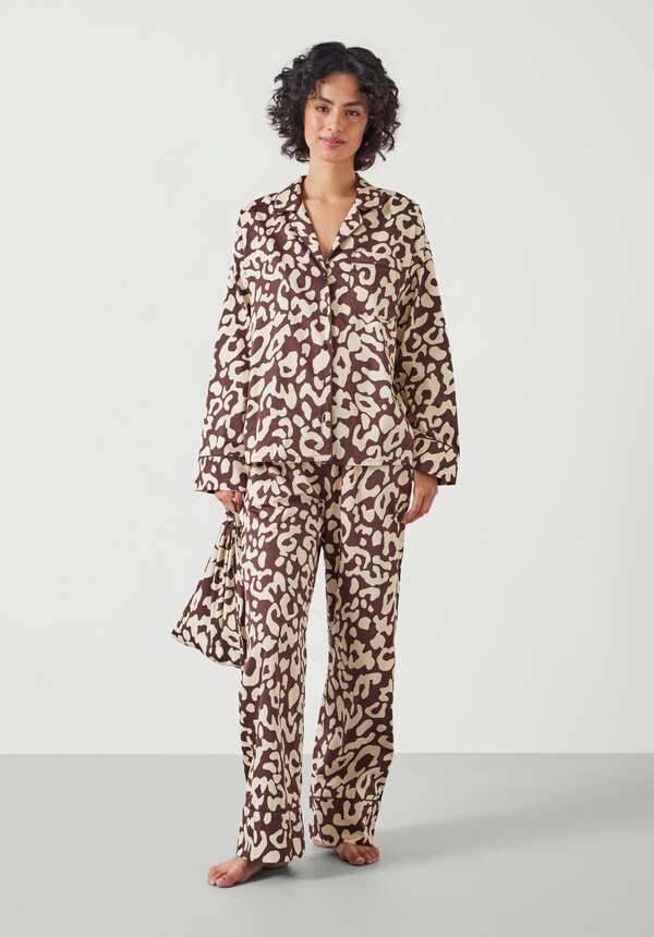 Angelina Cotton Satin Animal Print Pyjamas