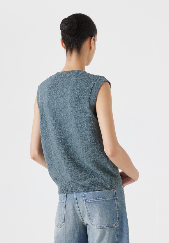 Textured Button Through Tank Top