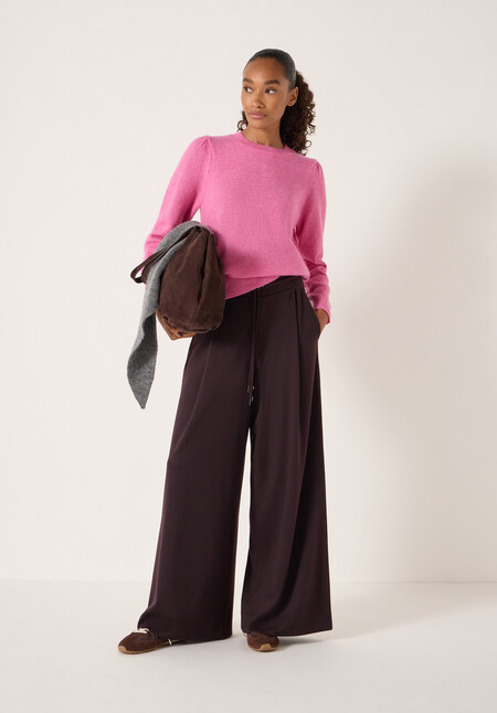 Gathered Shoulder Wool Blend Jumper