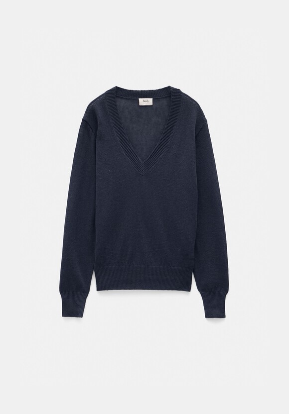 Linen Blend V Neck Jumper