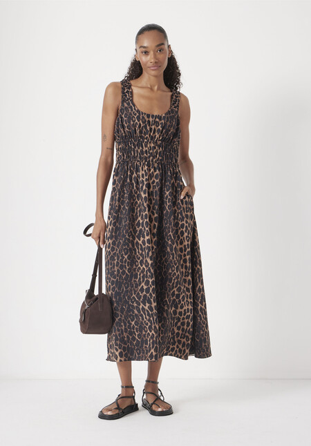 Air Flow Gathered Straps Midi Dress
