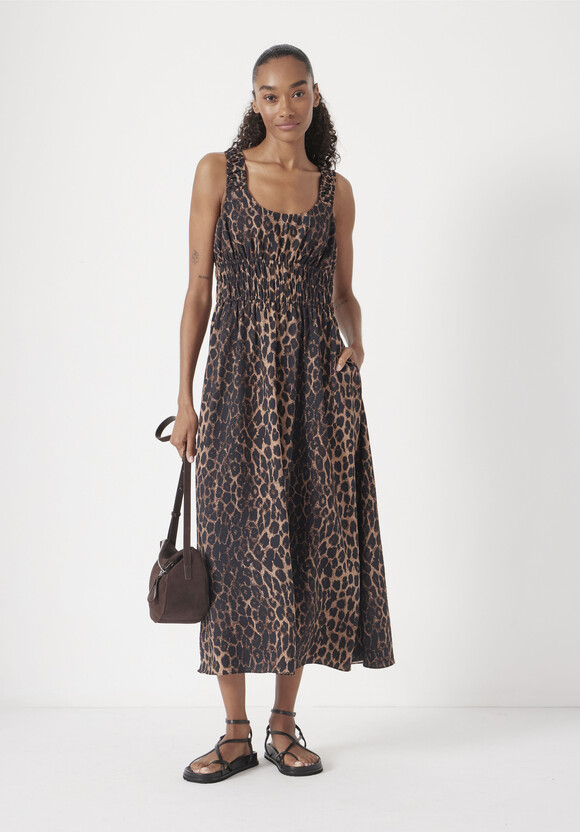 Air Flow Gathered Straps Midi Dress
