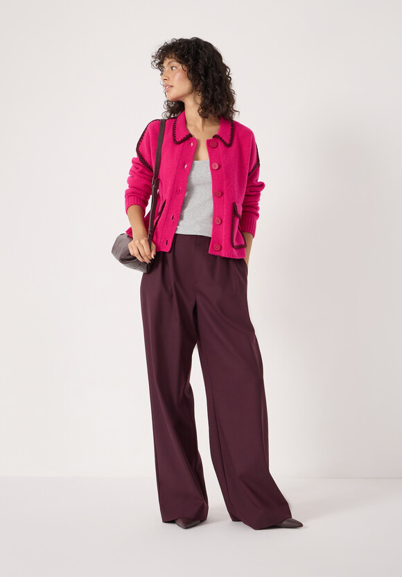 Wool Blend Whipstitch Trim Shirt Jacket