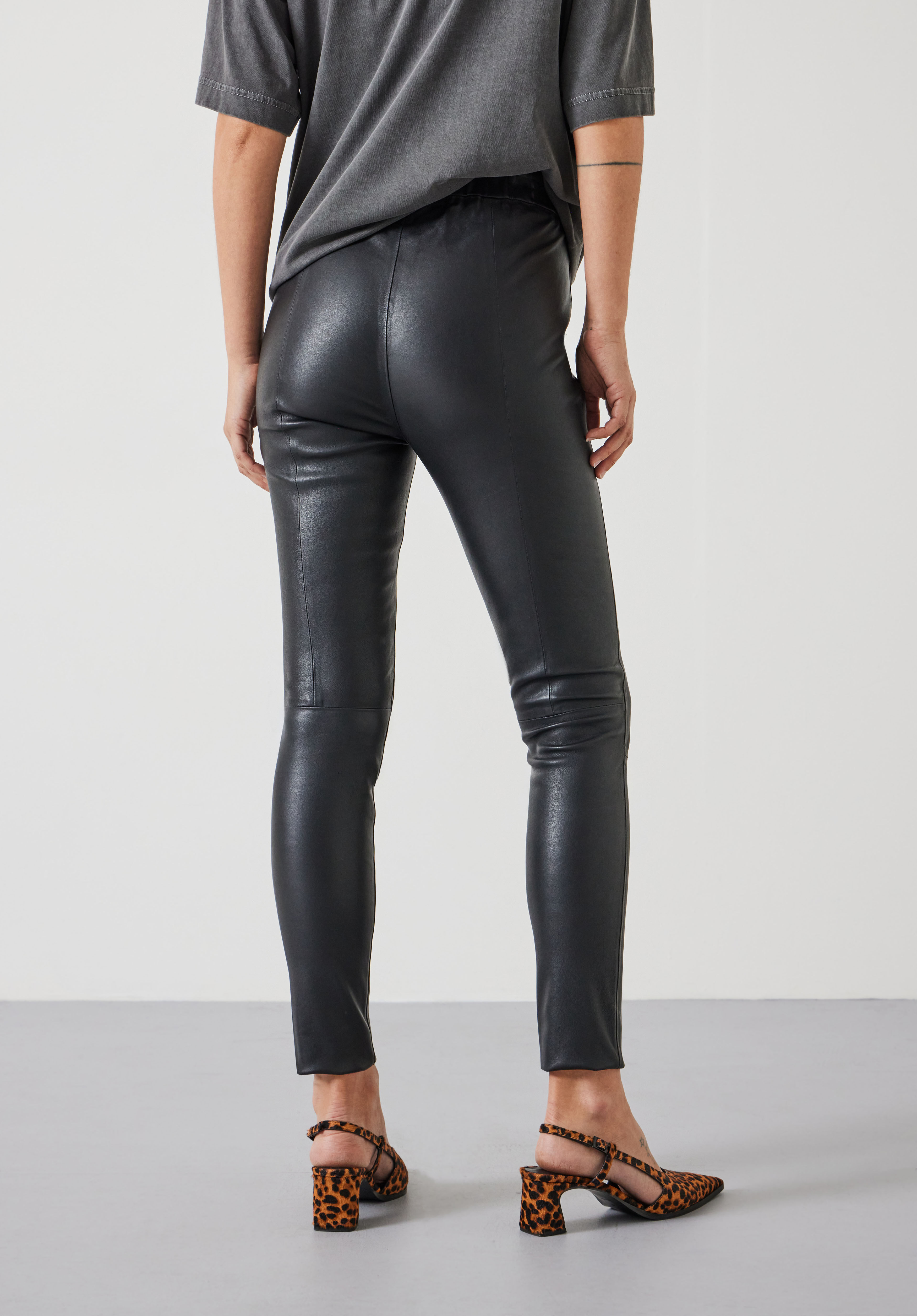 Black leather leggings for women sale