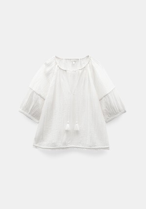Mae Crinkle Balloon Sleeve Blouse