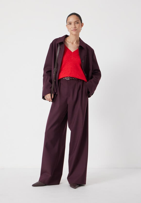 Lya Wool Blend Wide Leg Trousers