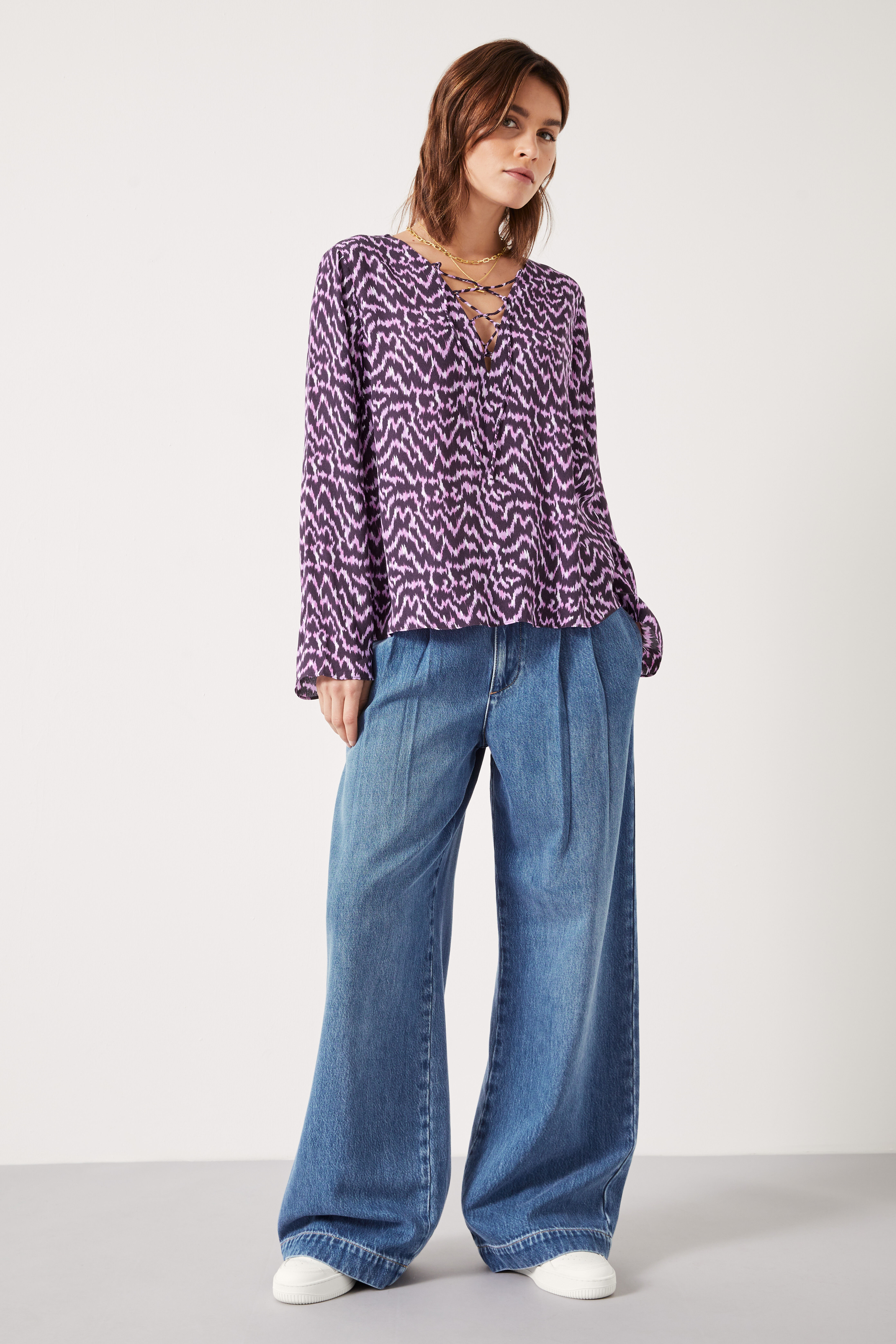 【ポイント10倍】 Elianna hush | Lilac Ikat Digital | Blouse Up Lace トップス
