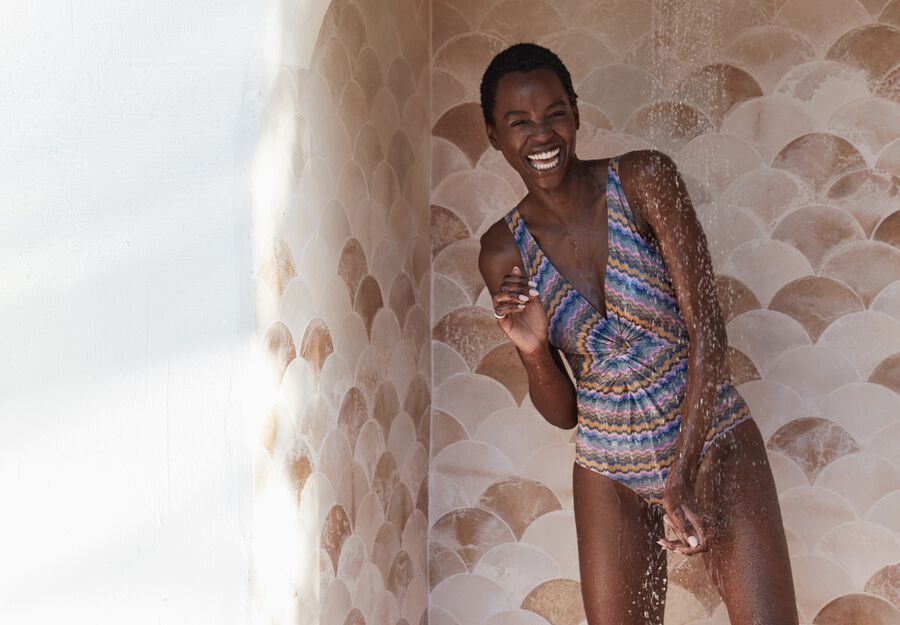 Zig Zag Front Twist Swimsuit