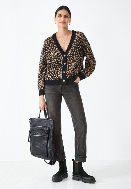 Leopard Jacquard Cardigan