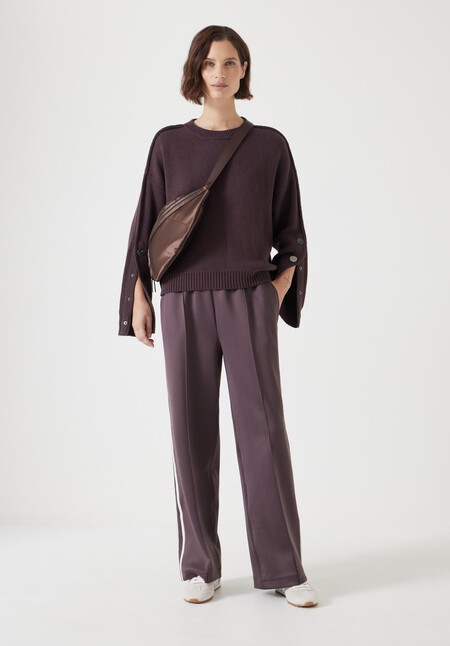 Popper Sleeve Crew Knitted Jumper