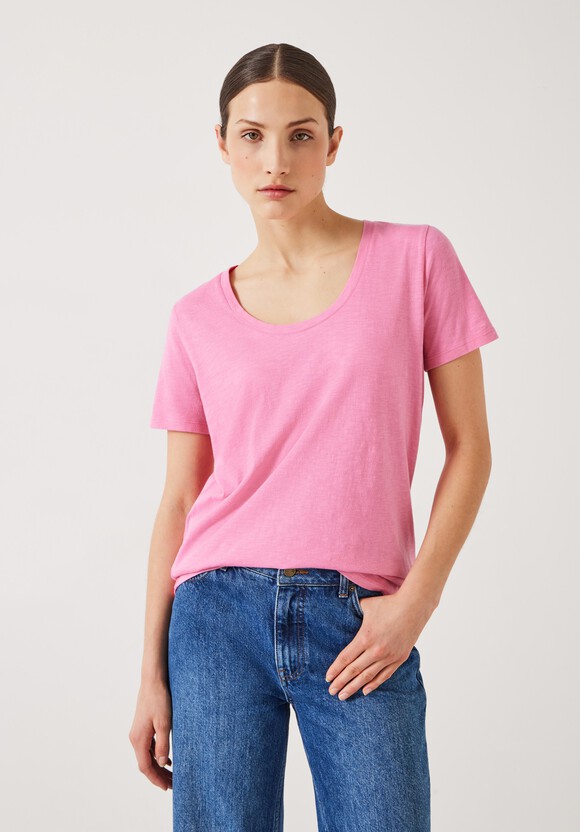Hari Scoop Neck Cotton Slub T-Shirt