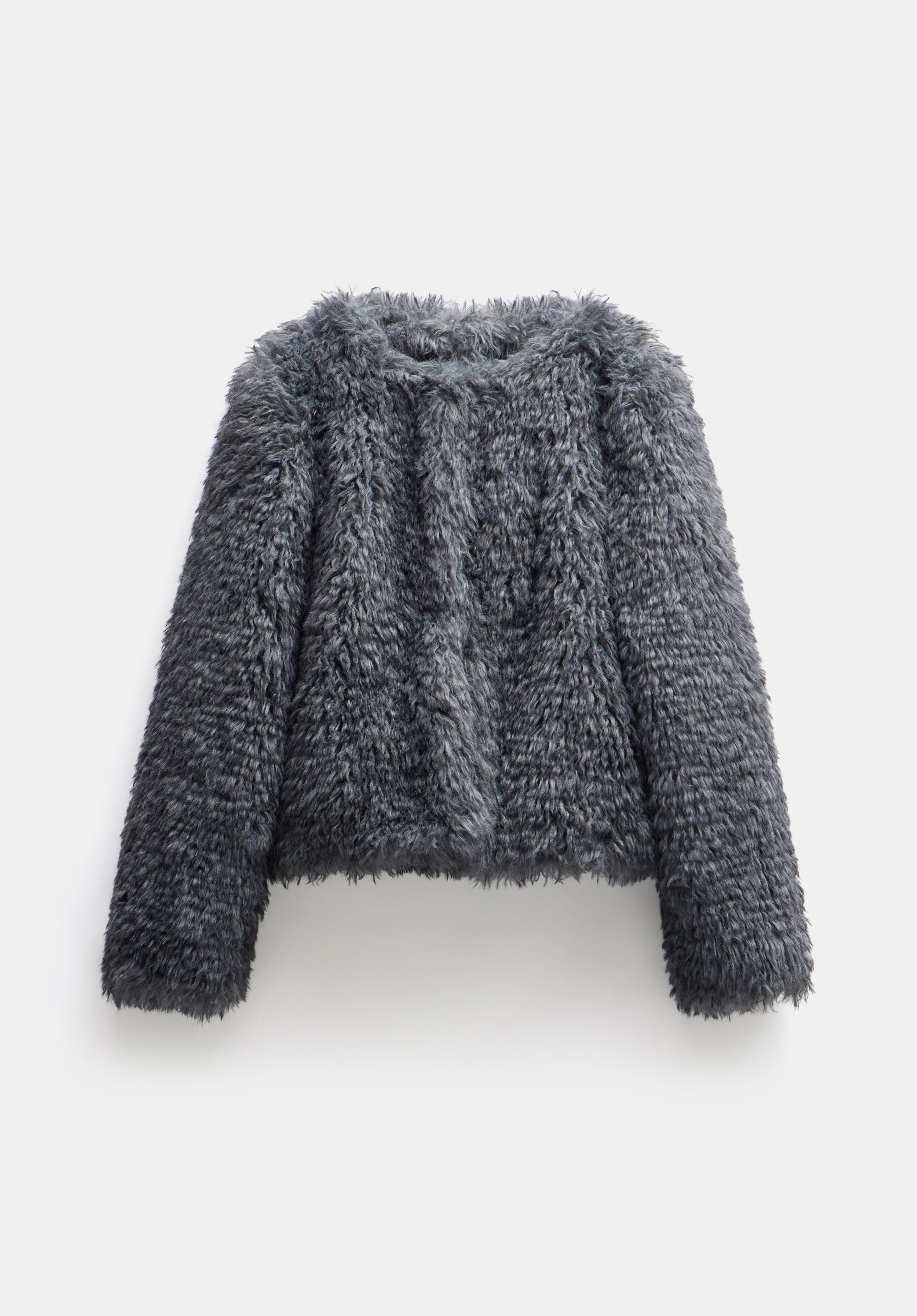 Dark grey faux fur jacket hotsell