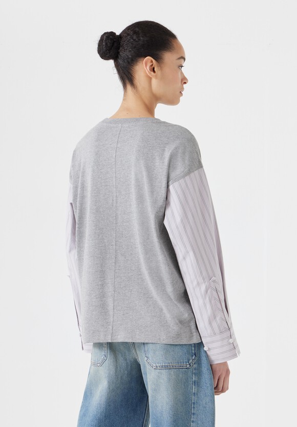 Woven Mix Long Sleeve T-Shirt