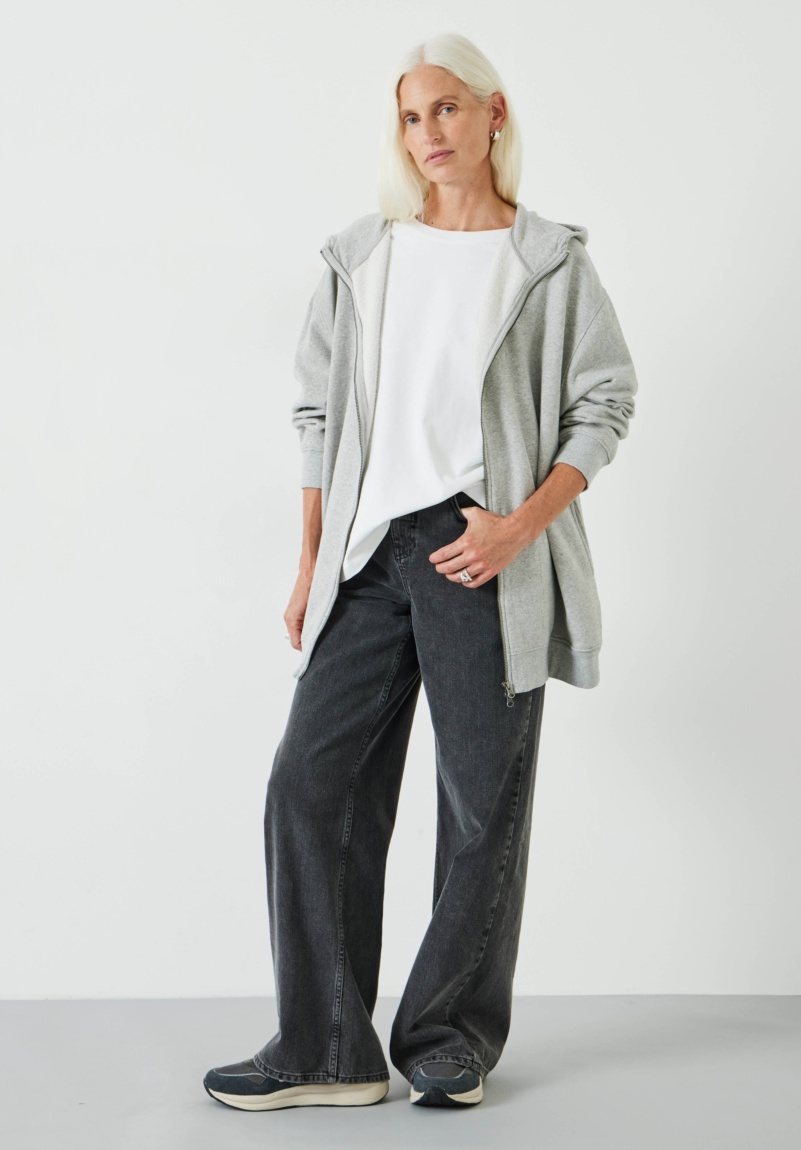 Tobbie Longline Hoodie Grey Marl hush
