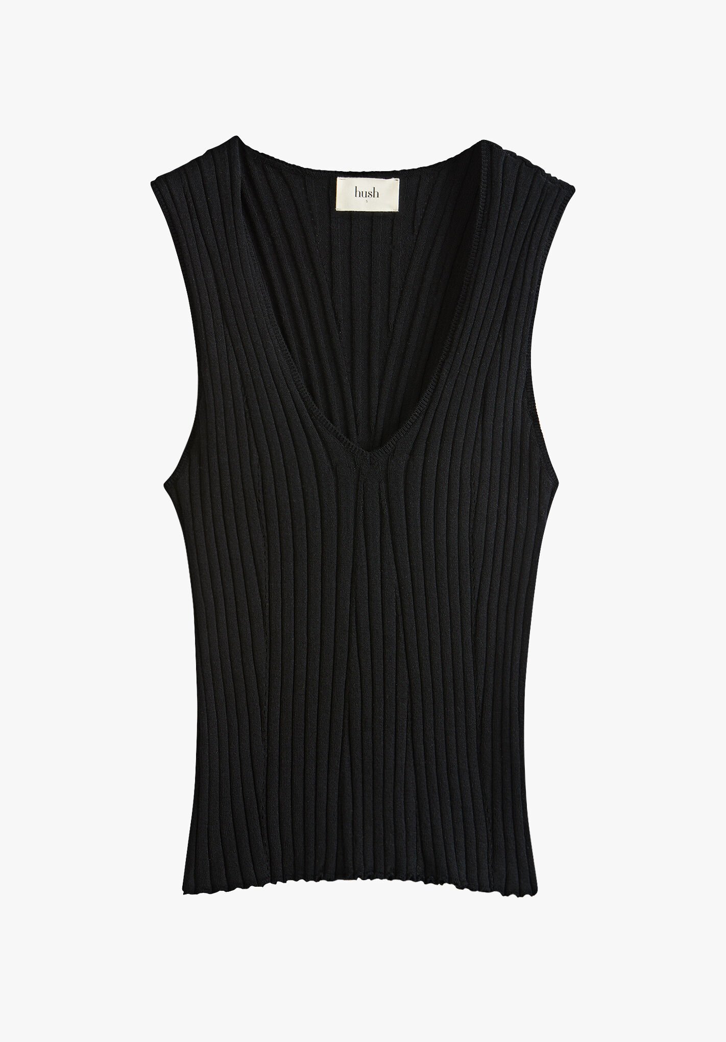 Suri Knitted Rib Vest Top | Black | hush