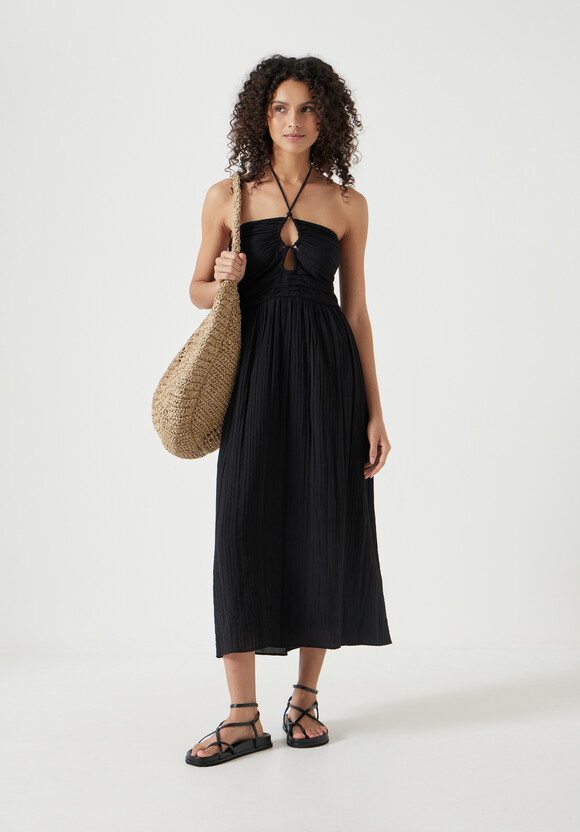Bella Cut Out Crinkle Bandeau Dress