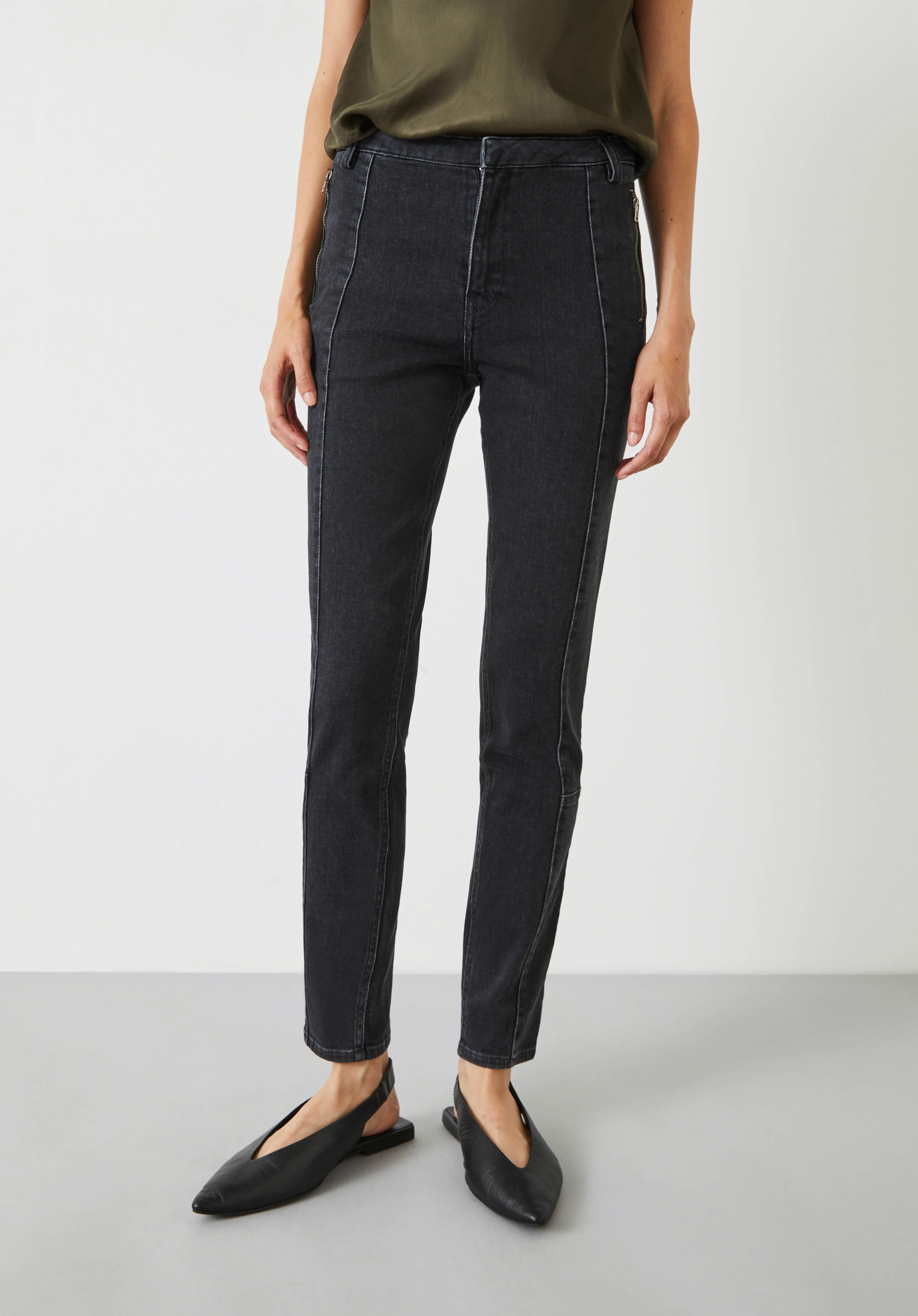 Seamed Detail Biker Jeans | Black | hush