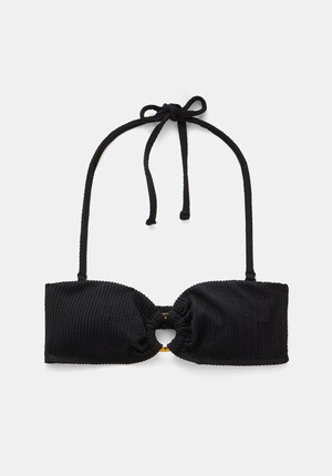 Ring Bandeau Crinkle Bikini Top