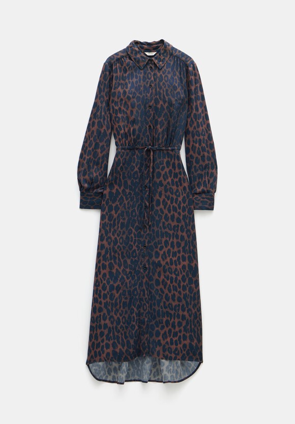 Rosey Leopard Midi Shirt Dress