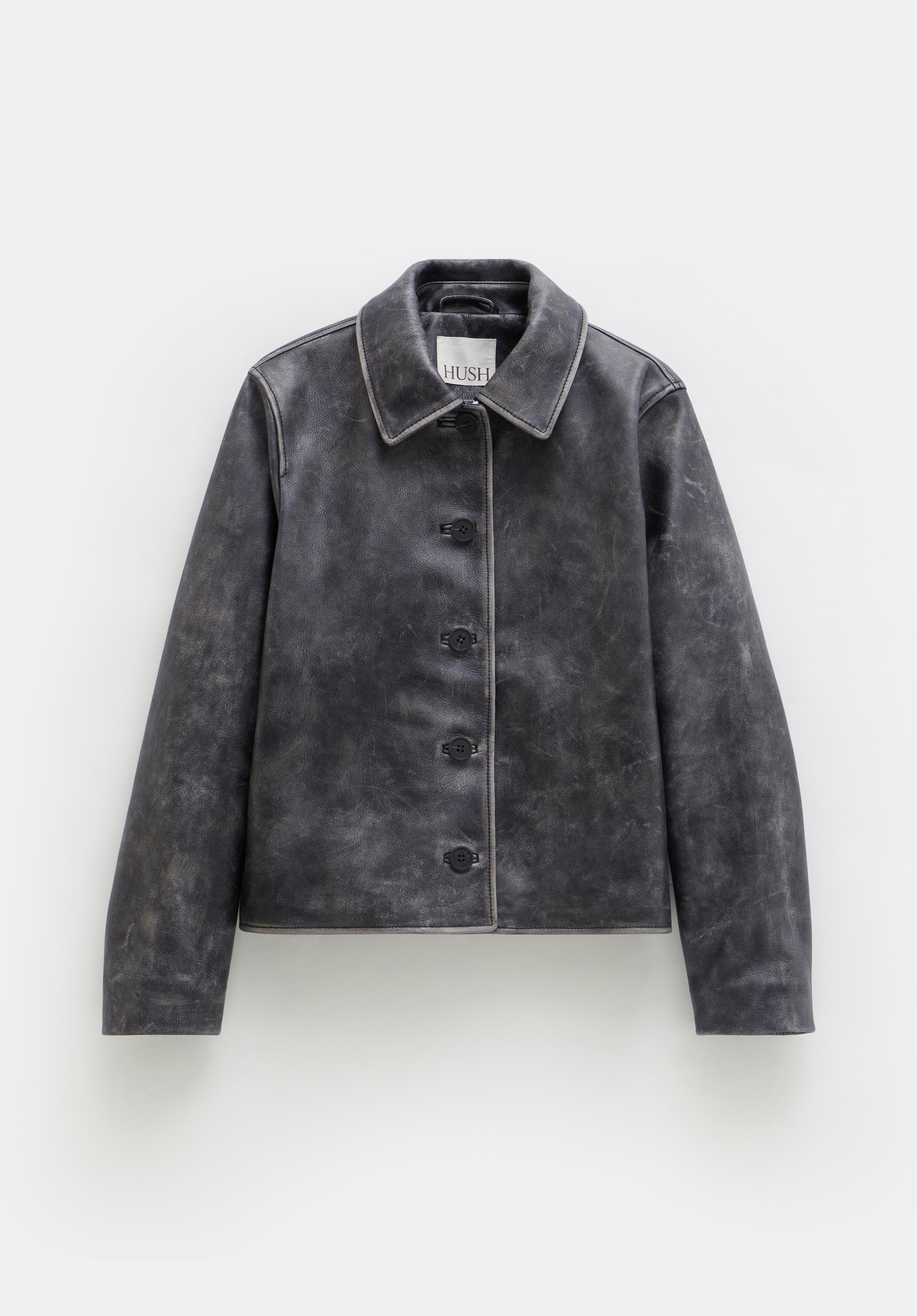 Ana Leather Jacket Washed black hush