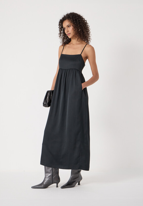 Strappy Satin Midi Dress