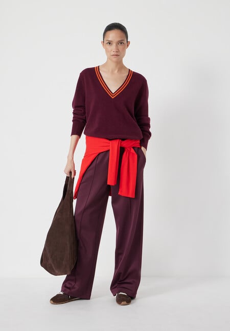 Merino Wool V Neck Stripe Jumper