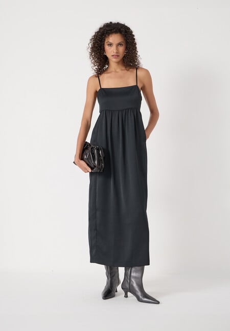 Strappy Satin Midi Dress