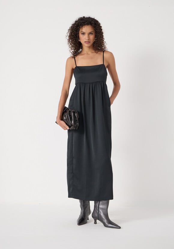 Strappy Satin Midi Dress