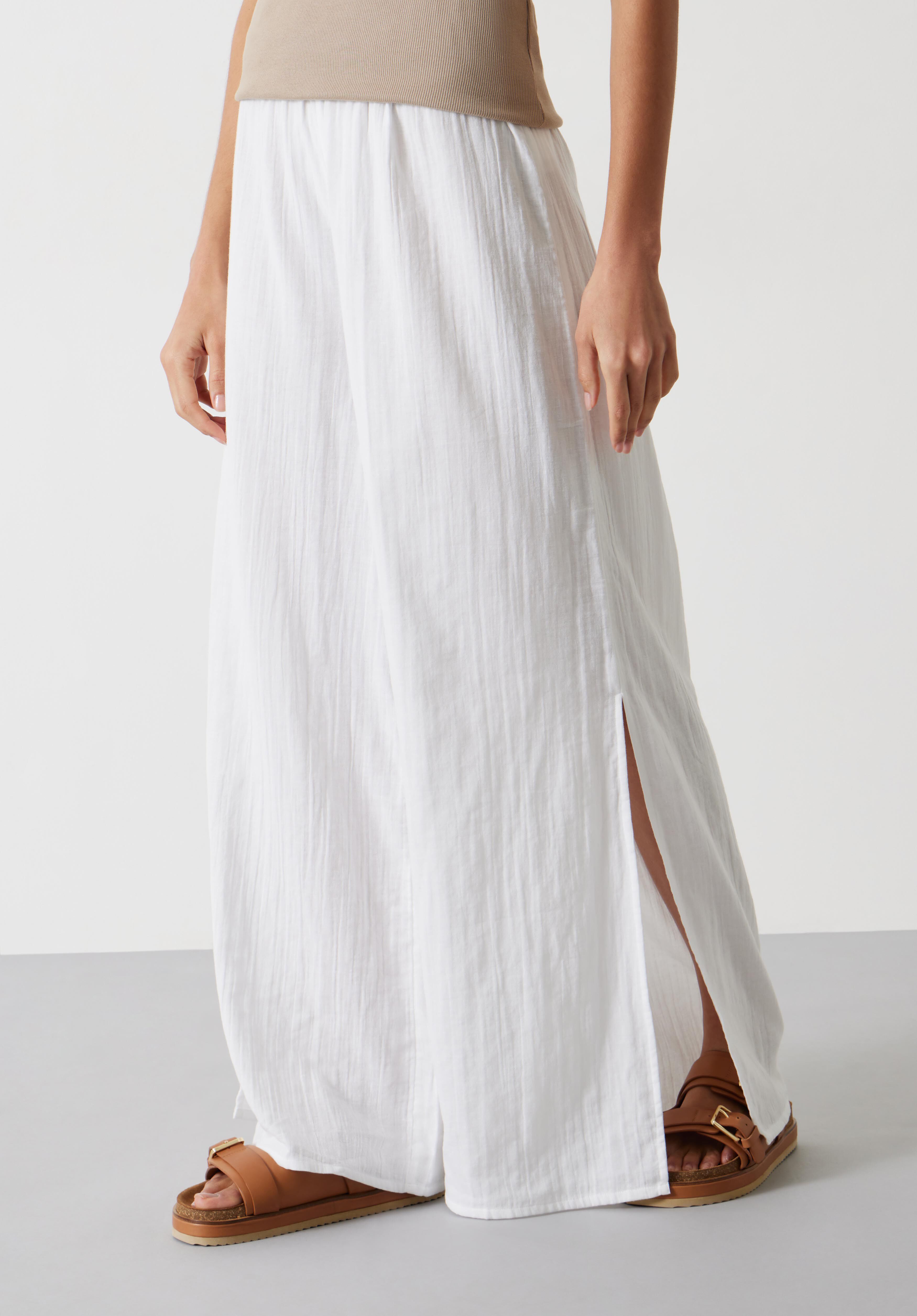 Elodie Oversized Cheesecloth Trousers | White | hush