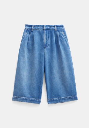 Lya Cropped Denim Bermuda Shorts
