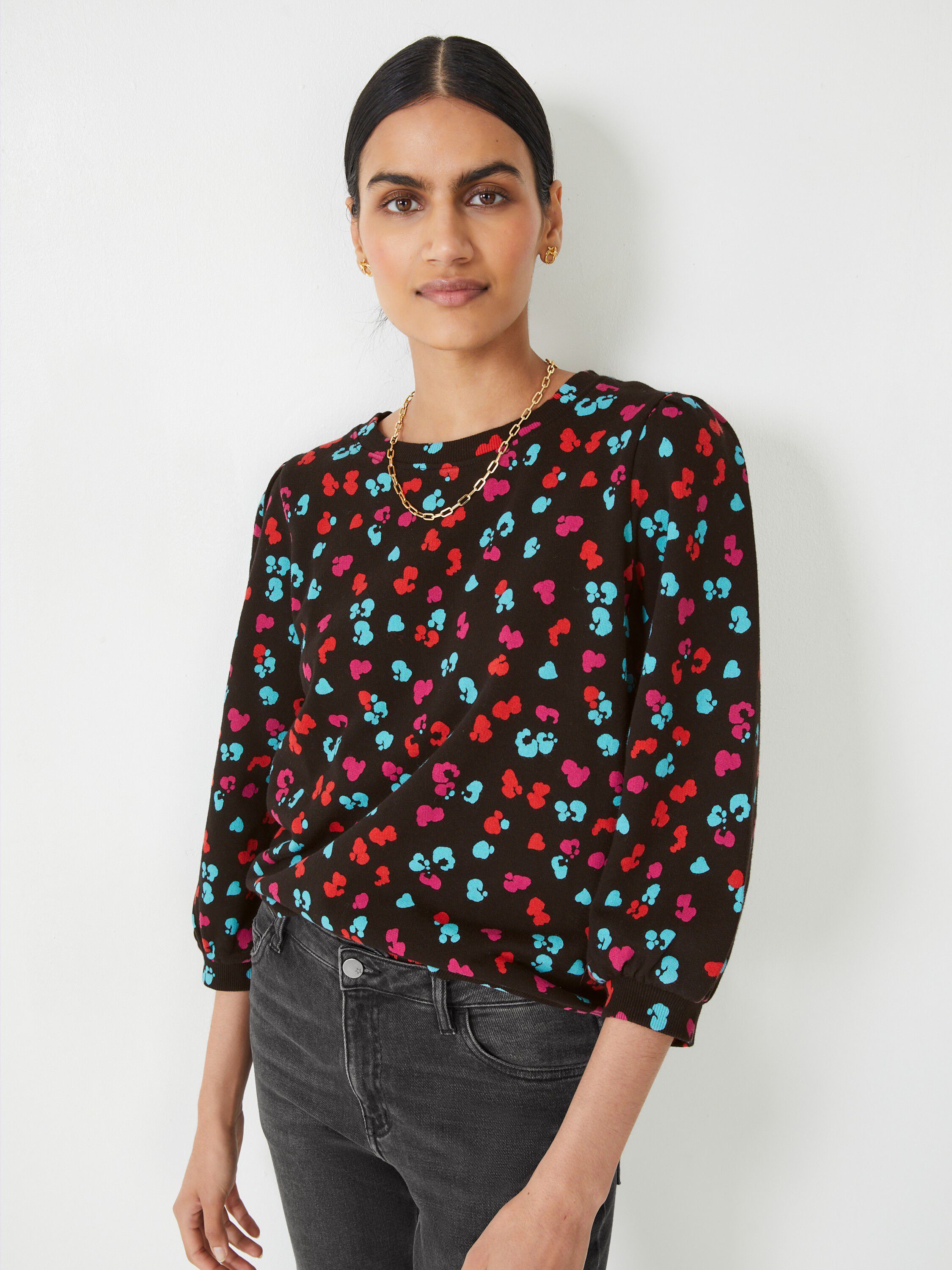 Kendall Printed Sweatshirt Floral Heart Black Multi hush