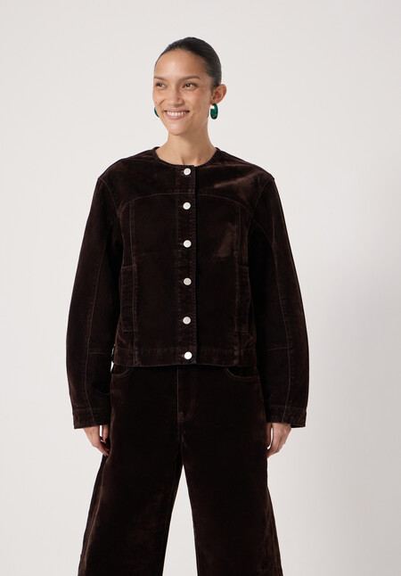 Velma Velvet Flocked Denim Jacket