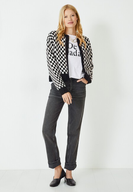 Eliza Checkerboard Edge To Edge Cardigan