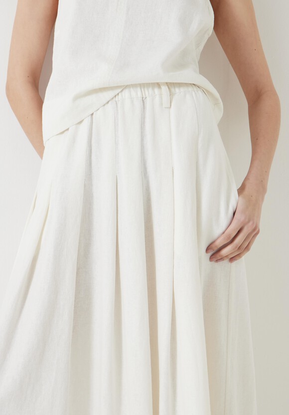 Ivy Pleated Linen Blend Midi Skirt