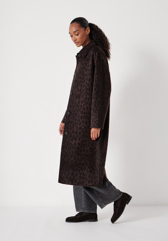 Edie Pure Wool Leopard Double Faced Coat