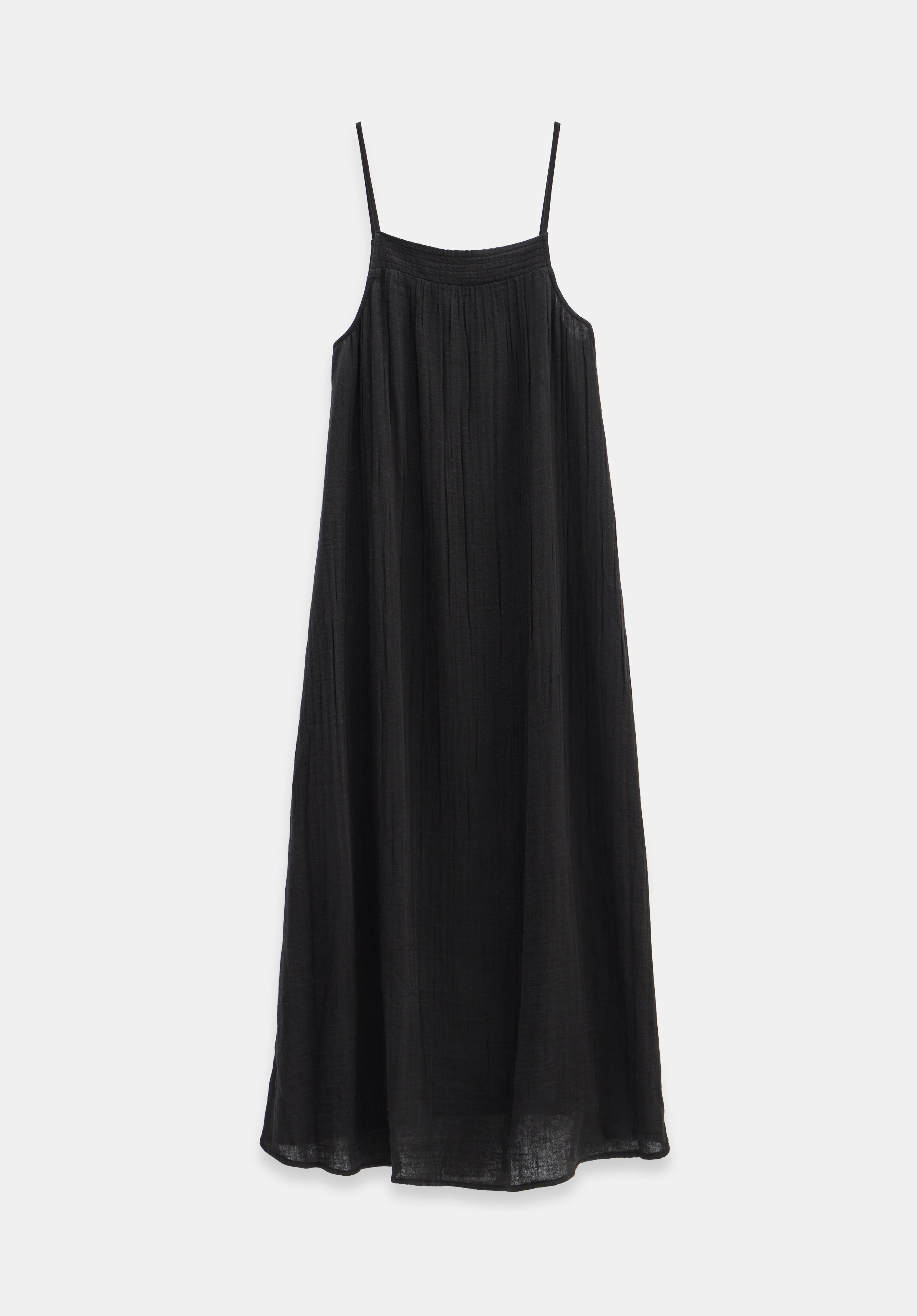 Carmen Relaxed Cheesecloth Slip Dress Black hush