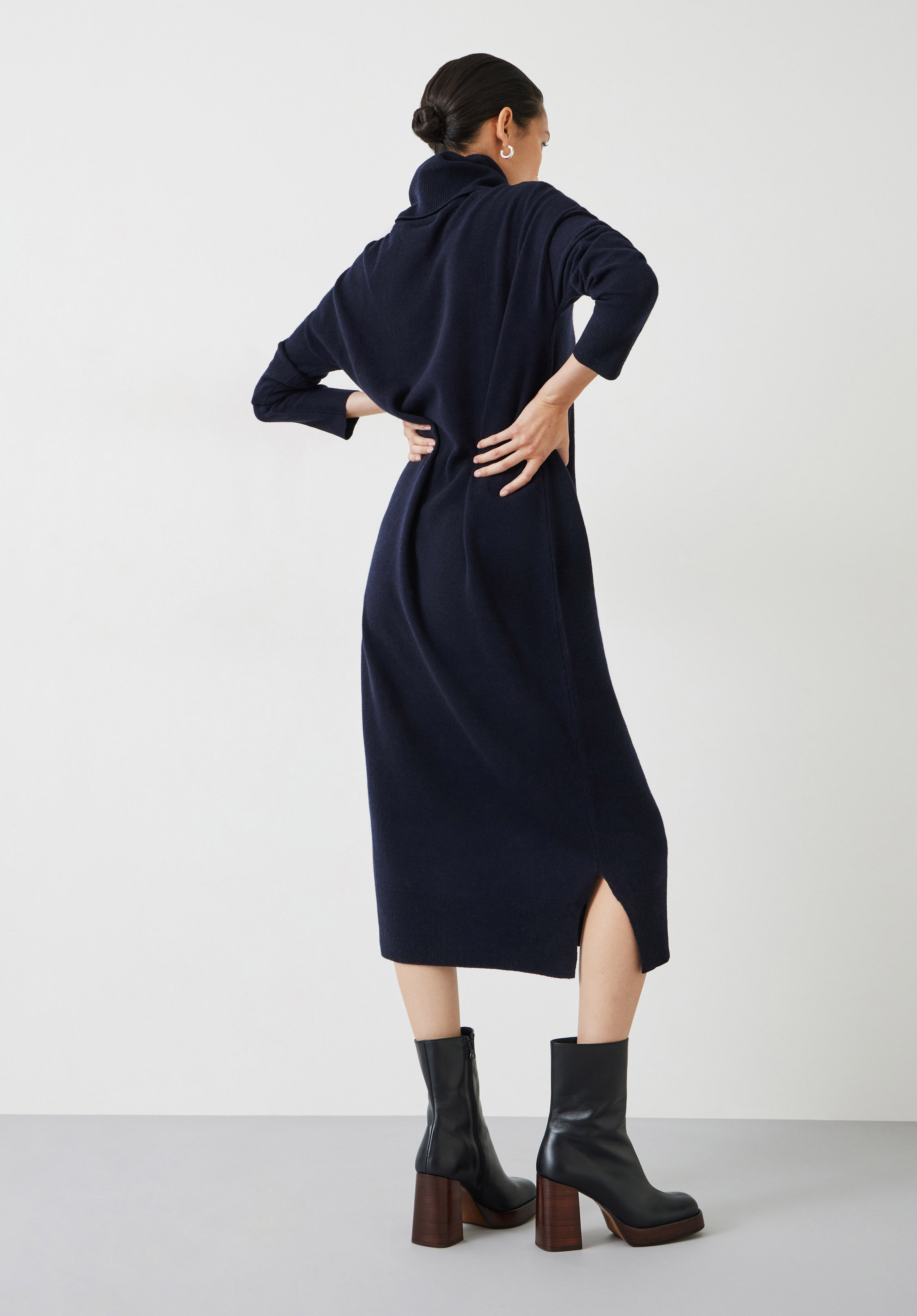 Roll Neck Wool Jumper Dress Midnight Navy hush