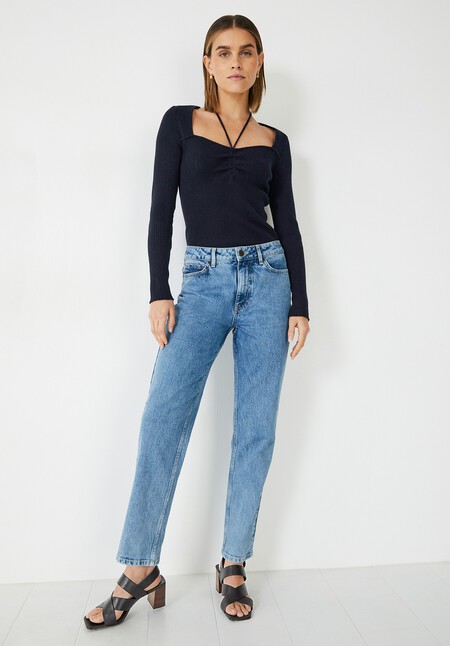 Ellen Ruched Halter Neck Knitted Top