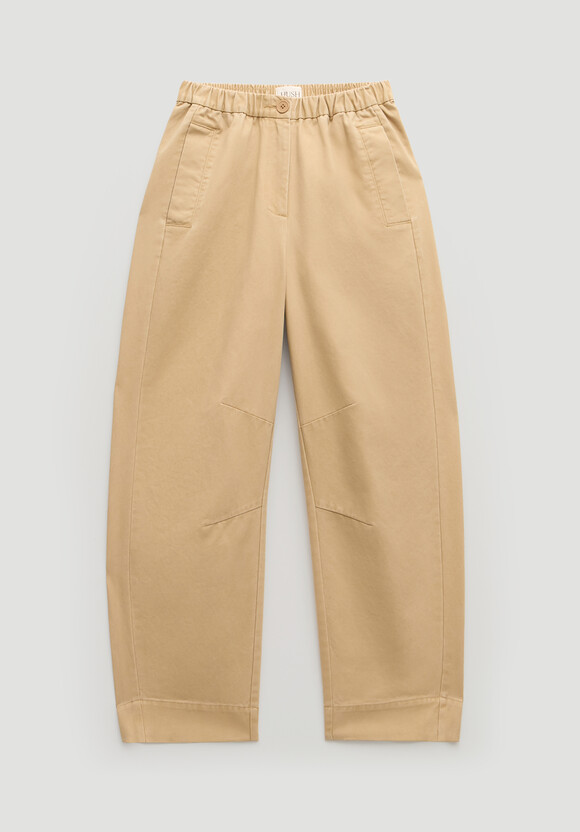Jack Barrel Leg Pull On Cotton Trousers