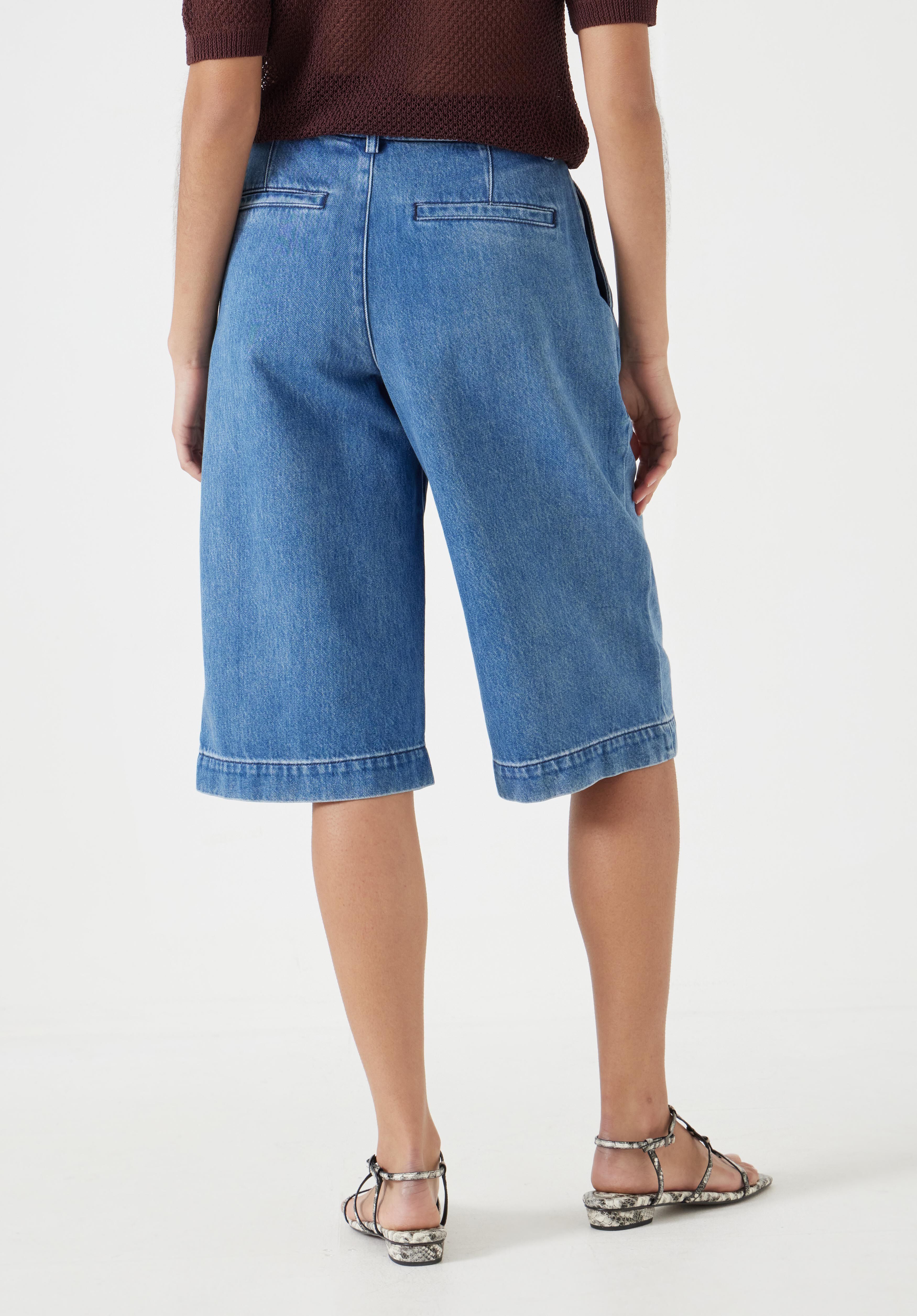 Lya Cropped Denim Bermuda Shorts | Mid Denim Wash | hush