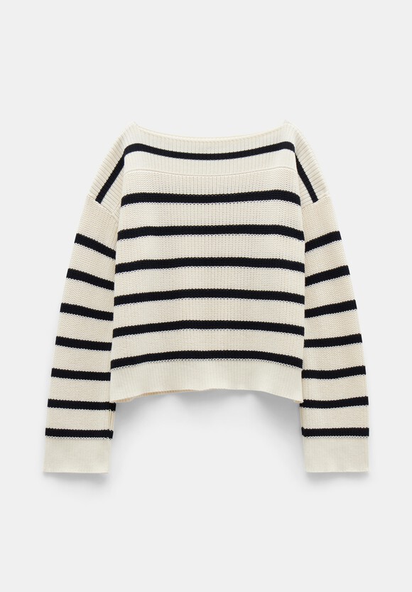Aubrey Ribbed Boat Neck Cotton Jumper