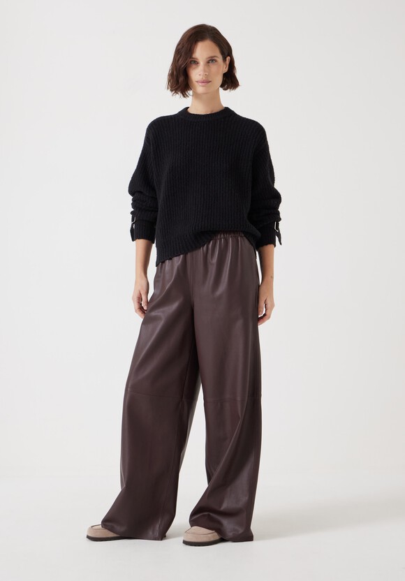 Tie and Buckle Detail Textured Knitted Jumper