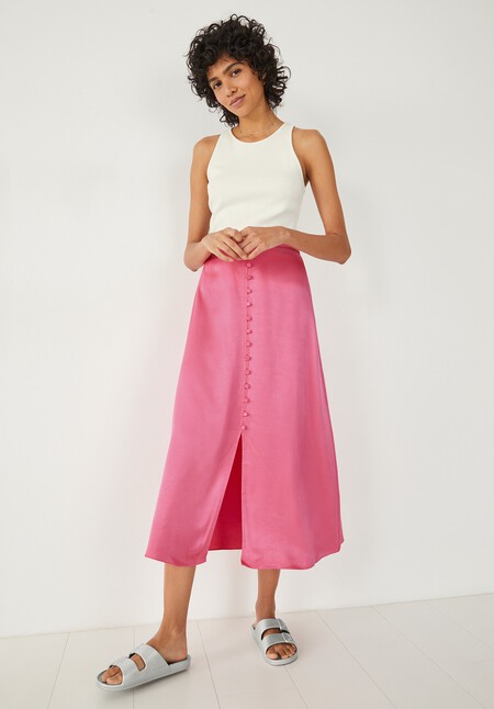 Marisa Satin Midi Skirt 