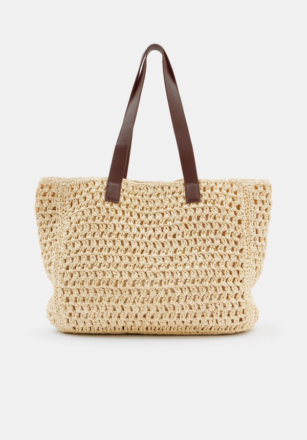 Natasha Straw Leather Tote Bag