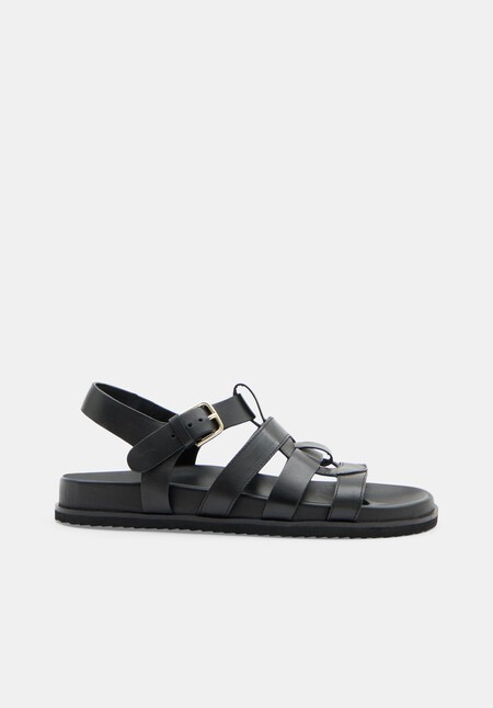 Rose Leather Cage Sandals