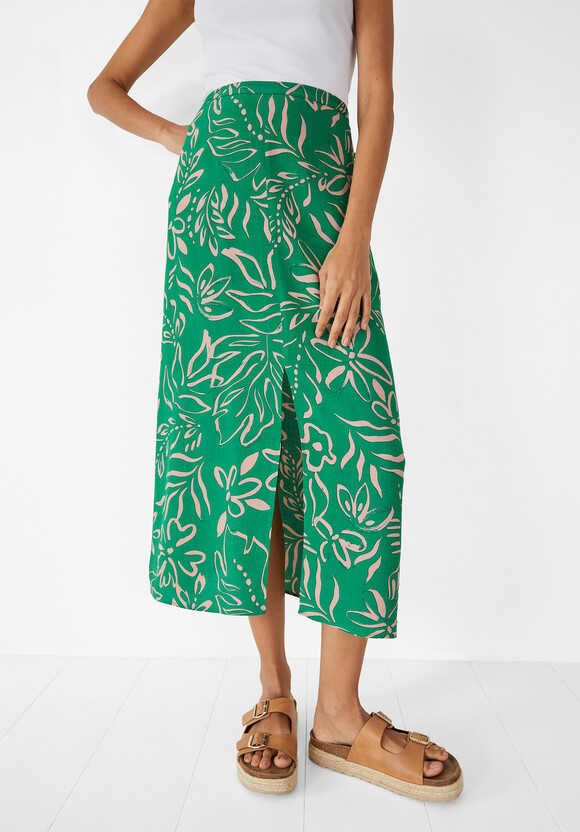 Brea Midi Skirt | Painted Tropical Flower Green | hush