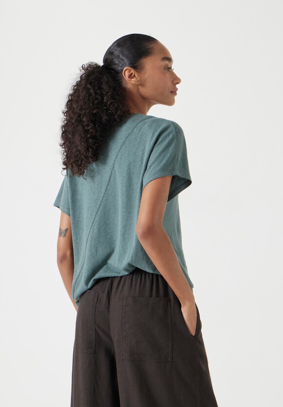 Rosalia Linen Blend V Neck T-Shirt